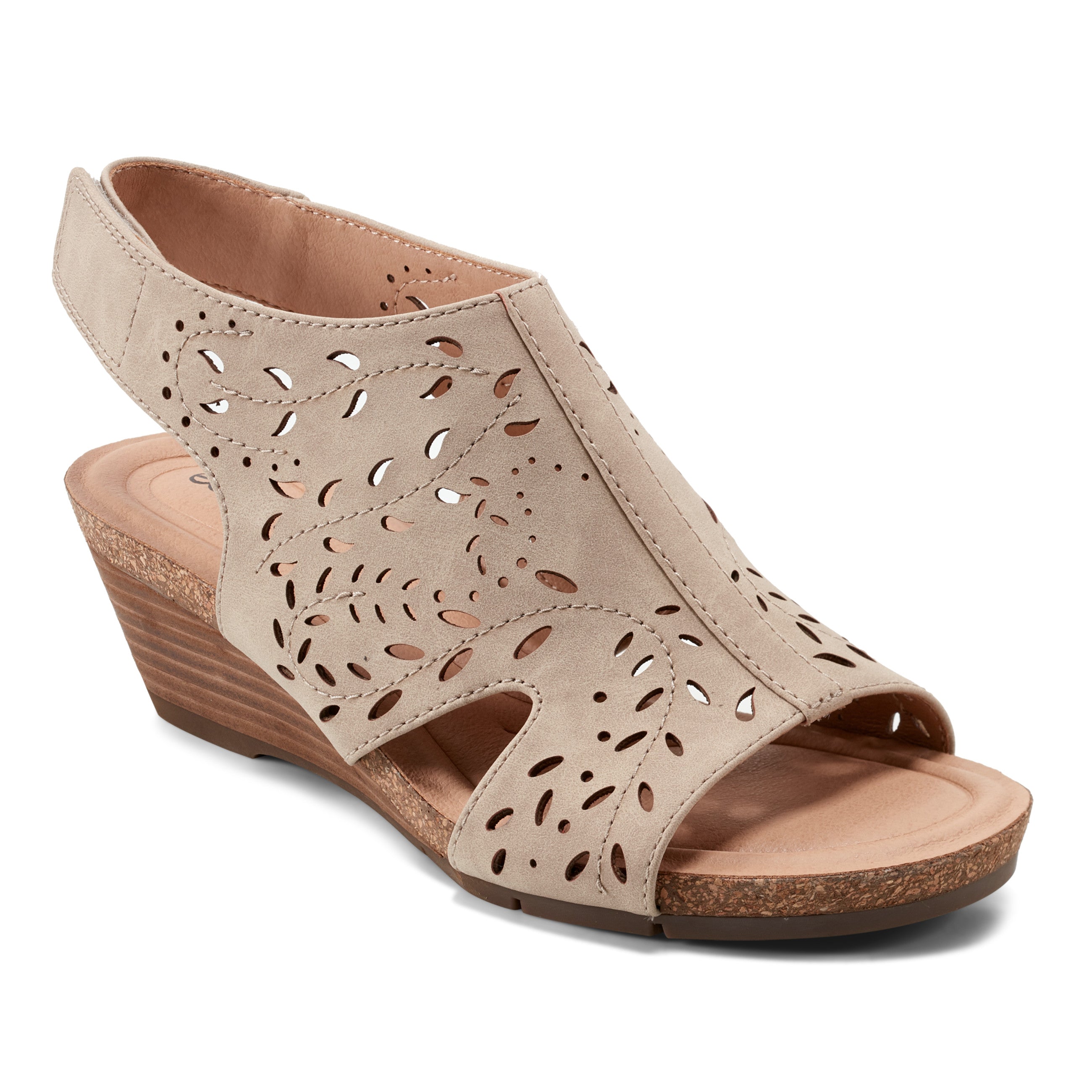 Halin Round Toe Slingback Wedge Sandals