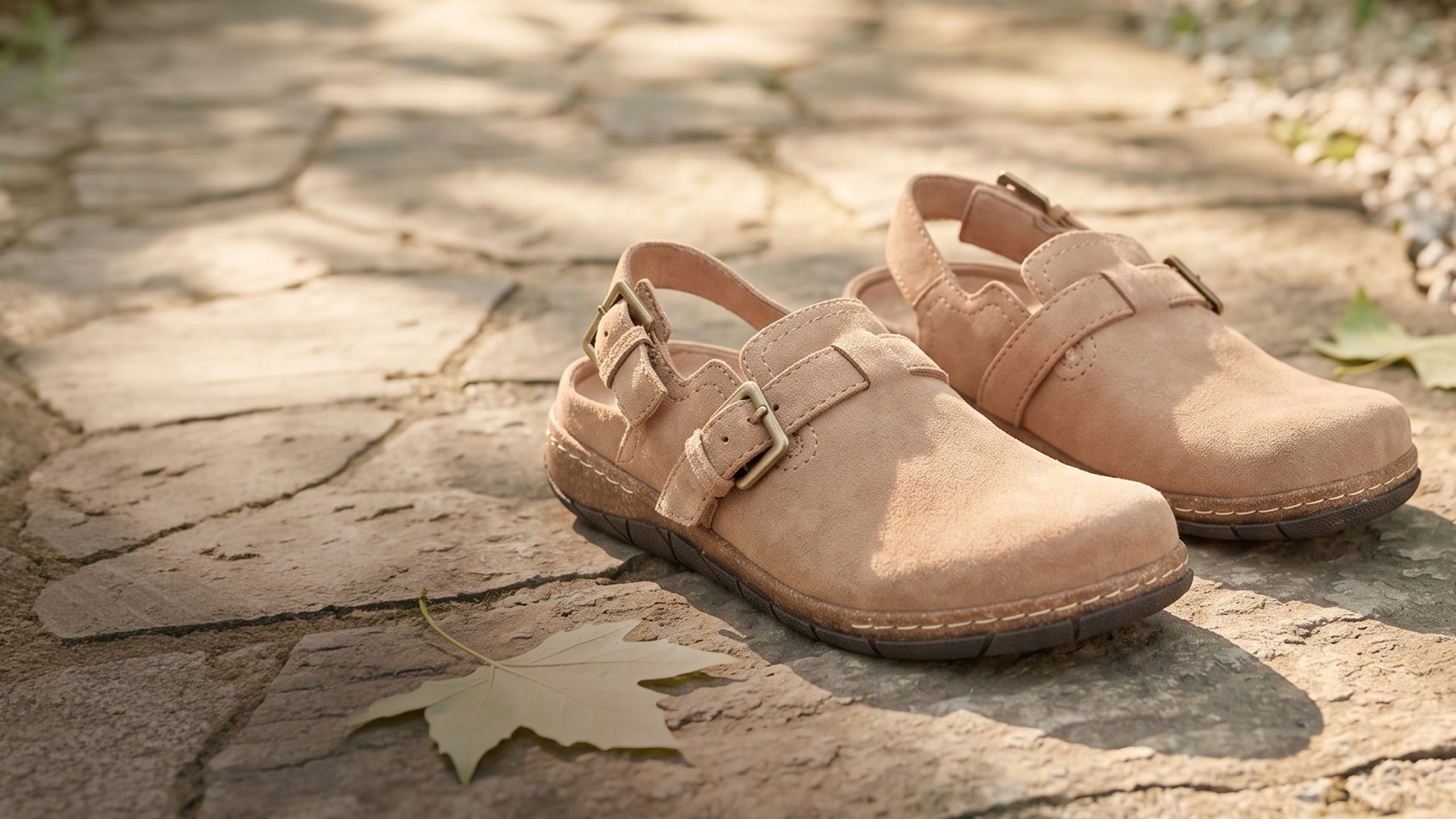 Earth Shoes slingback clogs in tan