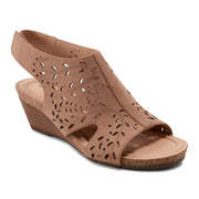 Halin Round Toe Slingback Wedge Sandals