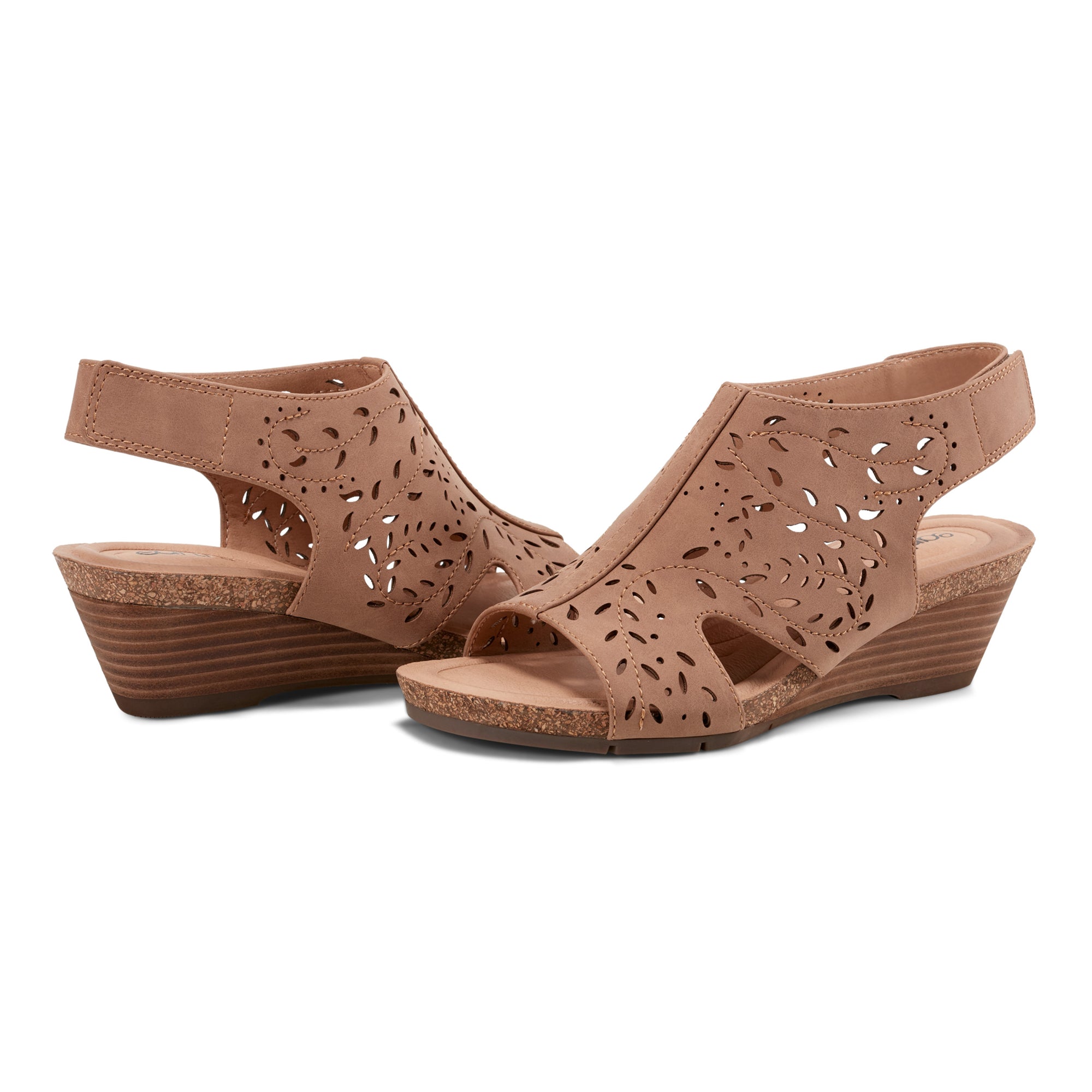 Halin Round Toe Slingback Wedge Sandals