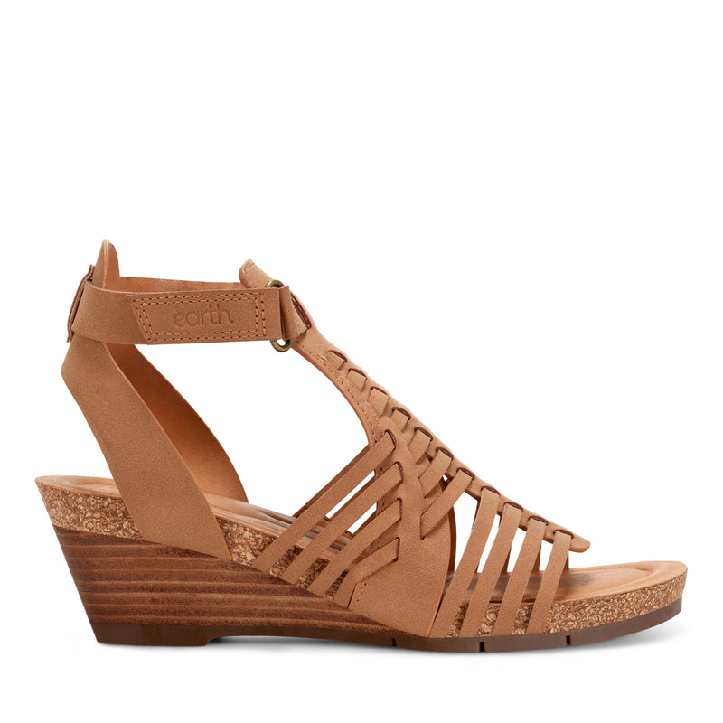 Hattie Round Toe Strappy Wedge Sandals