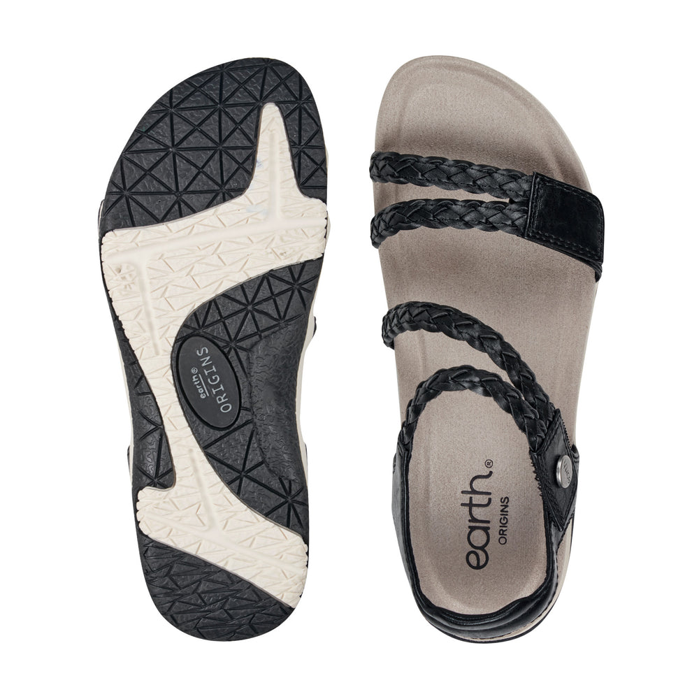 Women's Stellon Braided Strappy Sandals - Black | earth® shoes