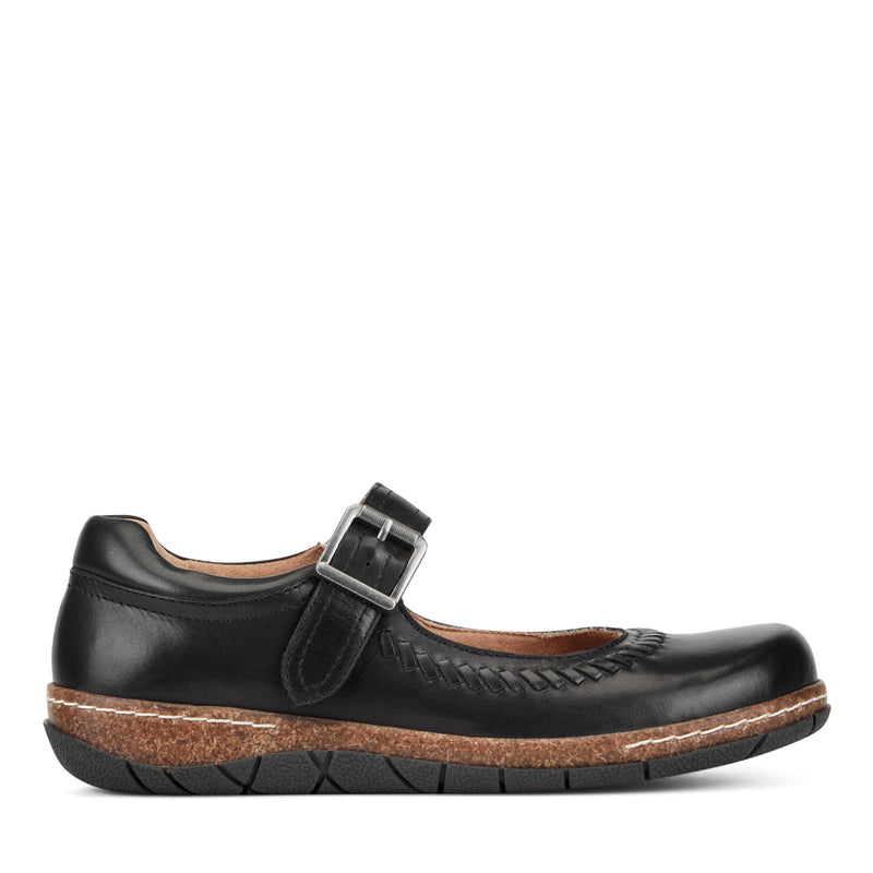 black mary jane dress shoes Earth Women's Erie Round Toe Mary Jane Flats - Black Leather