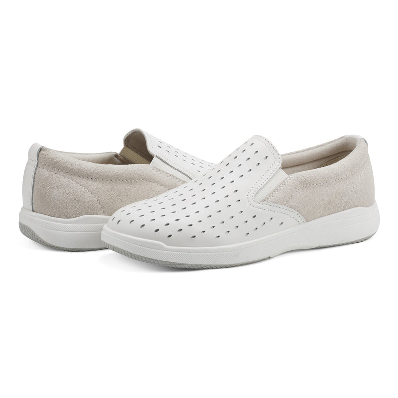 Nel Laser Cut Round Toe Casual Slip-on Sneakers