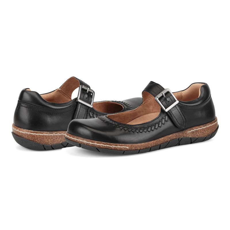 Earth Women's Erie Round Toe Mary Jane Flats - Black Leather Earth Women's Erie Round Toe Mary Jane Flats - Black Leather
