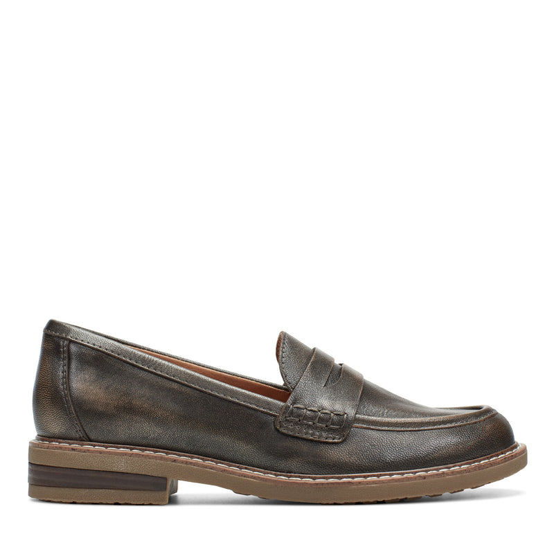Earth Women's Javas Slip-on Penny Loafers - Pewter Leather