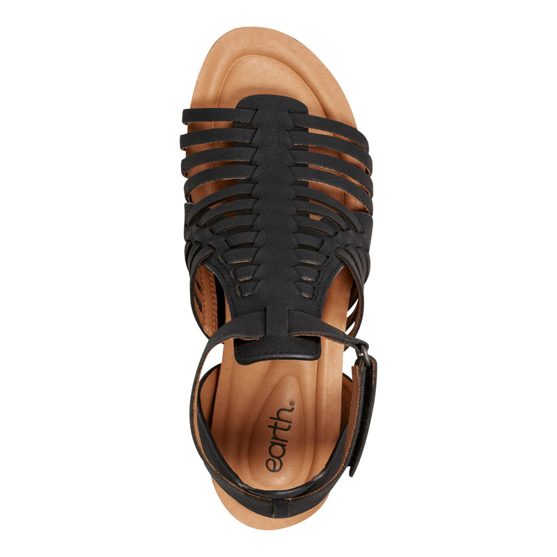 Hattie Round Toe Strappy Wedge Sandals