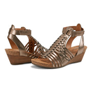 Hattie Round Toe Strappy Wedge Sandals