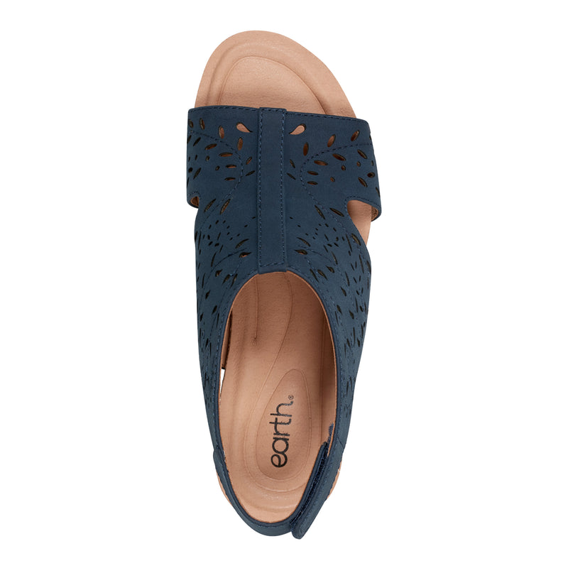 Halin Round Toe Slingback Wedge Sandals