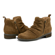 Nadya Round Toe Ruched Casual Booties
