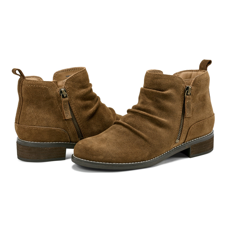 Nadya Round Toe Ruched Casual Booties