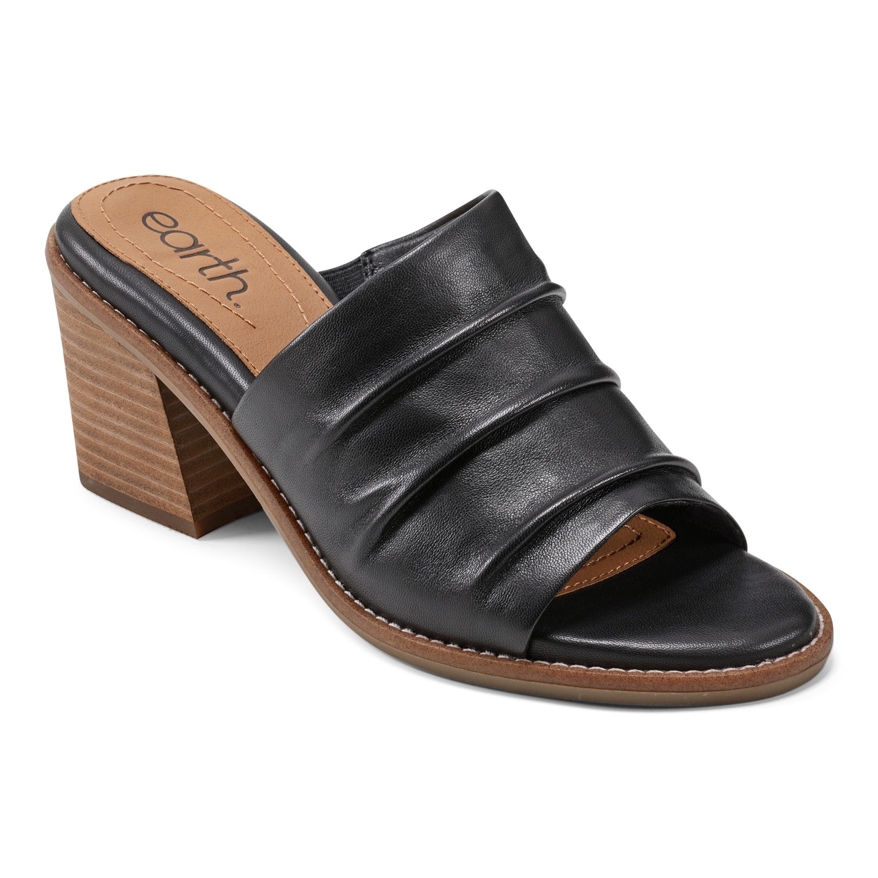 Women's Adara Ruched Slip-On Dress Sandals - Black | earth shoes Women's Adara Ruched Slip-On Dress Sandals - Black | earth shoes