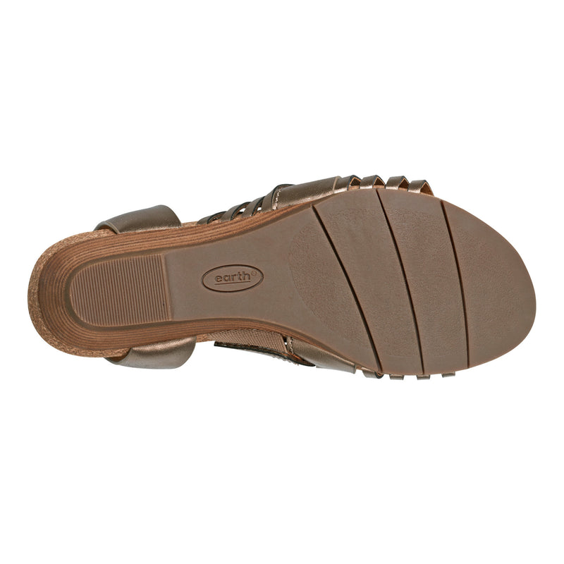 Hattie Round Toe Strappy Wedge Sandals