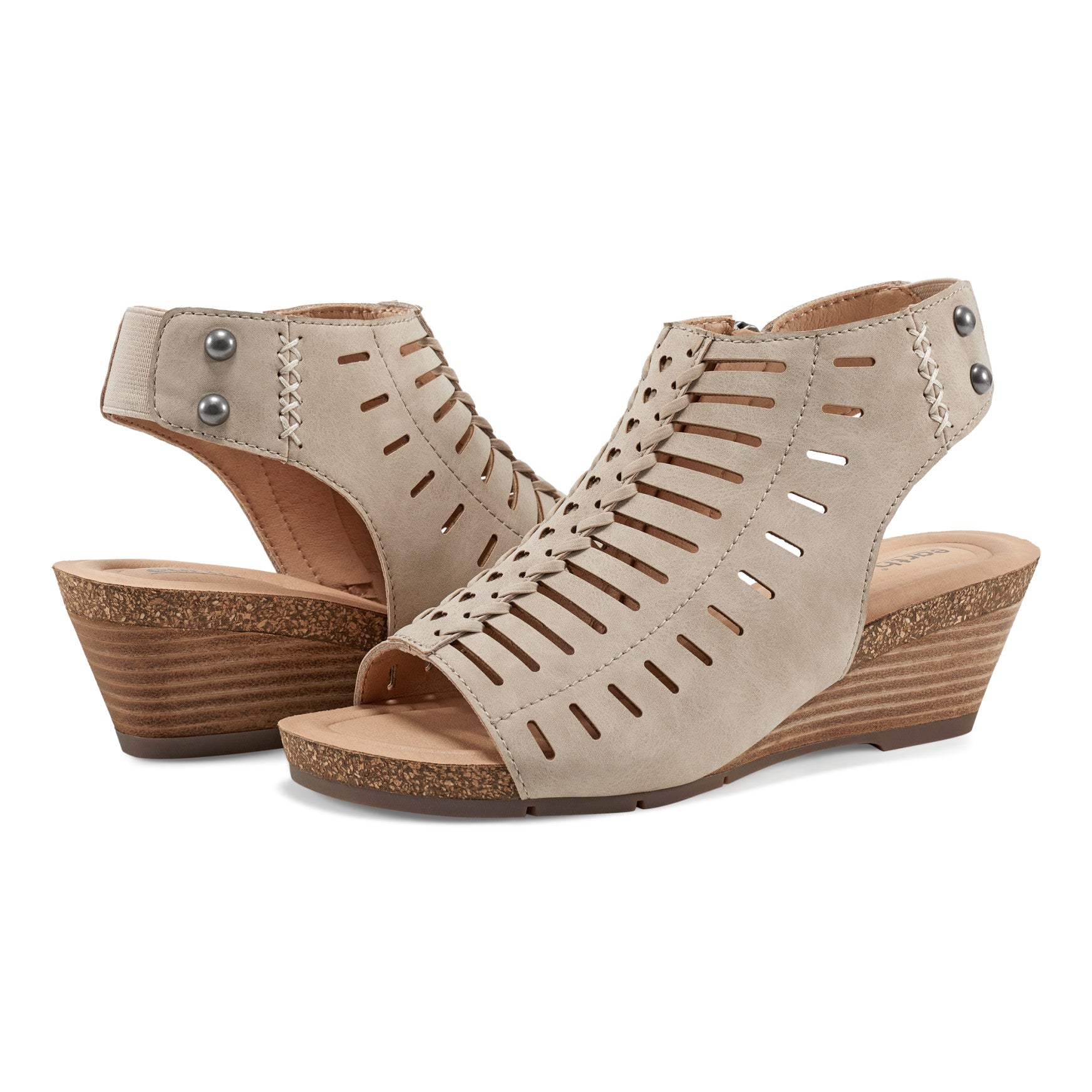 dress sandals for women Women's Hana Round Toe Laser Cut Dress Sandals - Light Natural