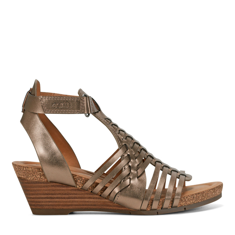 Hattie Round Toe Strappy Wedge Sandals