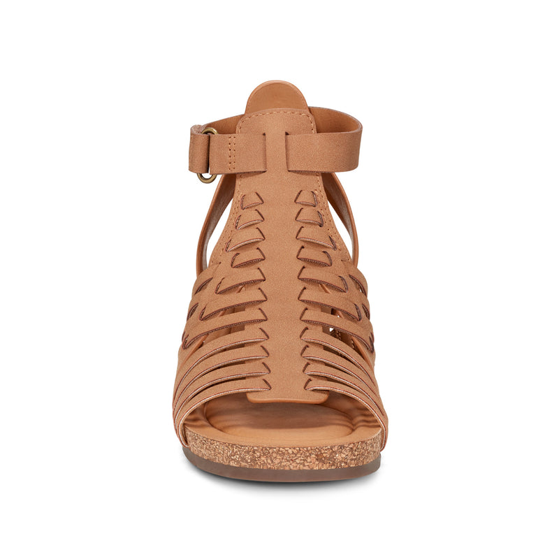 Hattie Round Toe Strappy Wedge Sandals