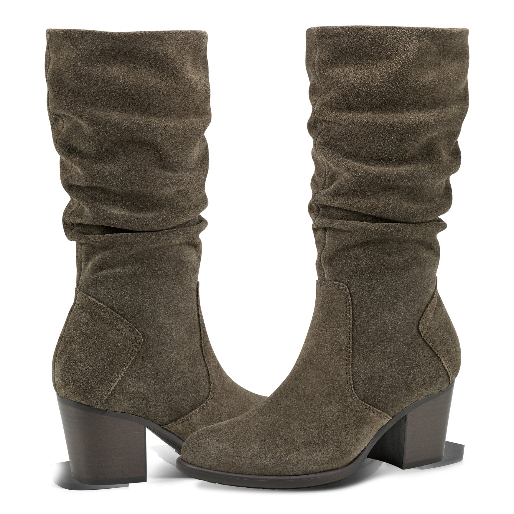 Vine Block Heel Almond Toe Casual Boots