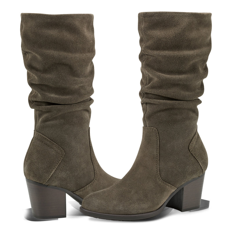 Vine Block Heel Almond Toe Casual Boots