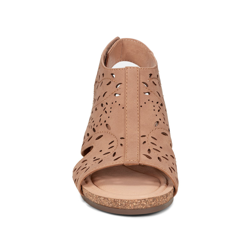 Halin Round Toe Slingback Wedge Sandals