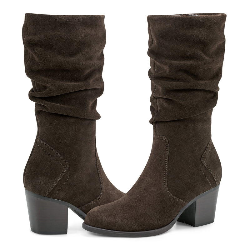 Vine Block Heel Almond Toe Casual Boots