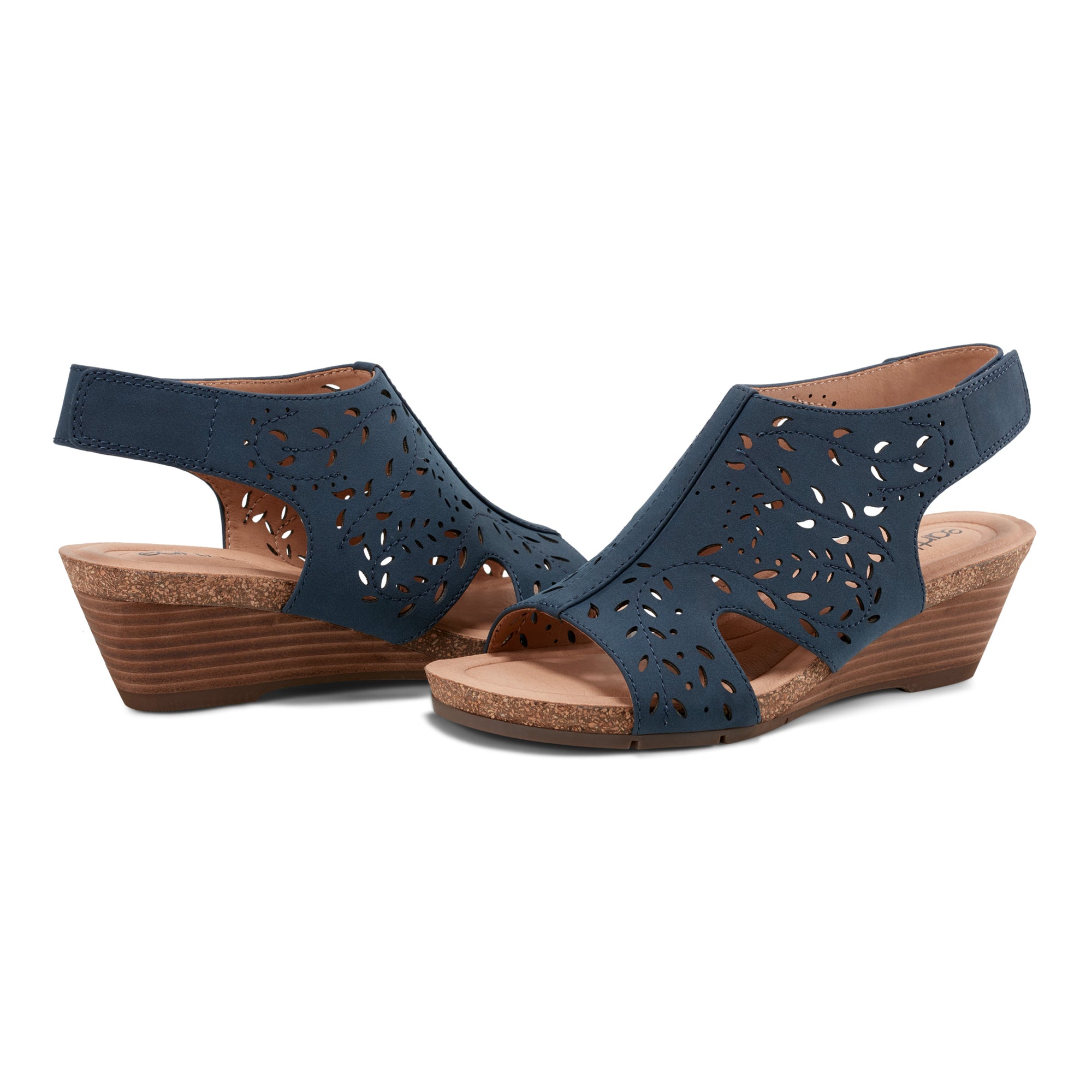 Halin Round Toe Slingback Wedge Sandals