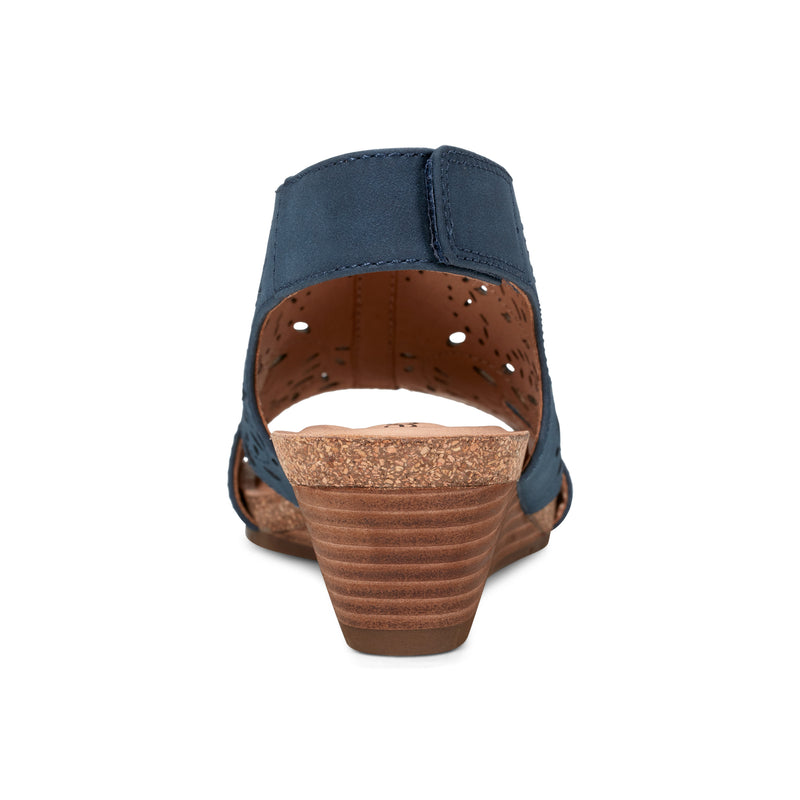 Halin Round Toe Slingback Wedge Sandals