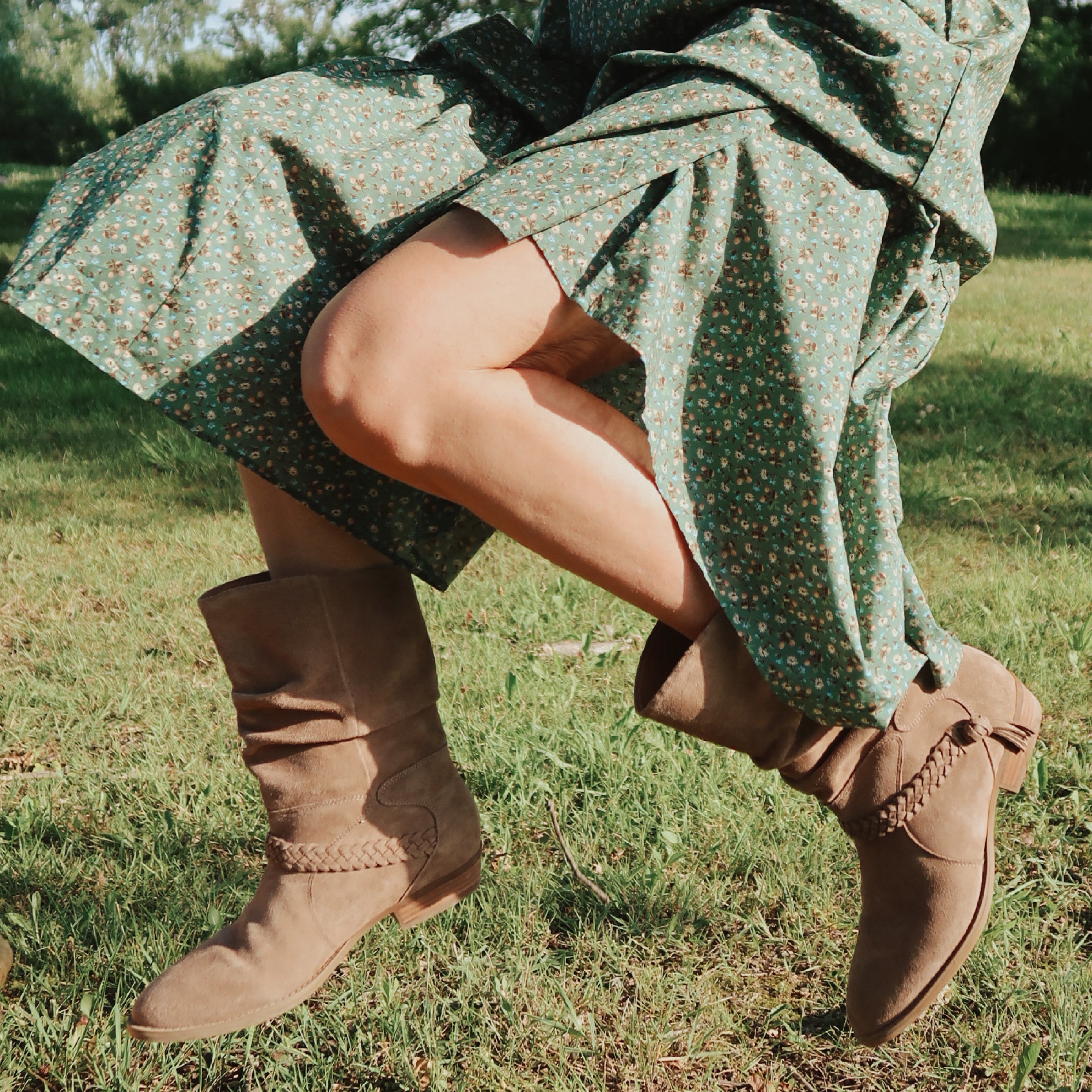 Promotional banner featuring braided detail boots