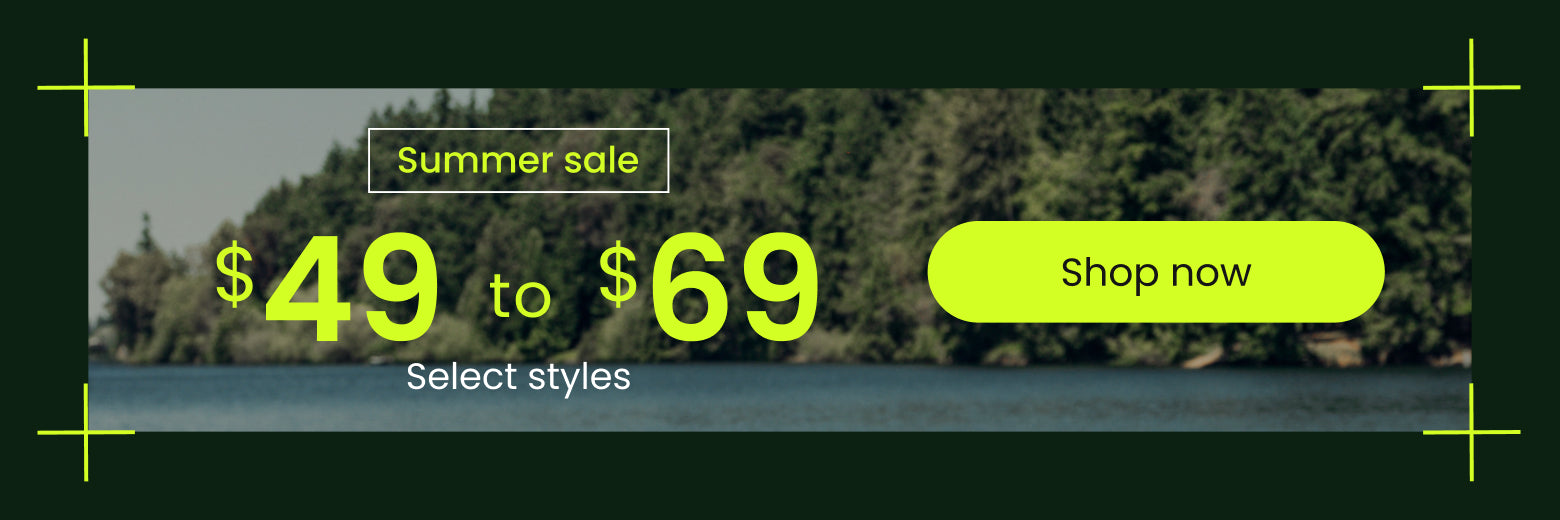 Promotional banner featuring Summer Sale, $49-$69 Select Styles