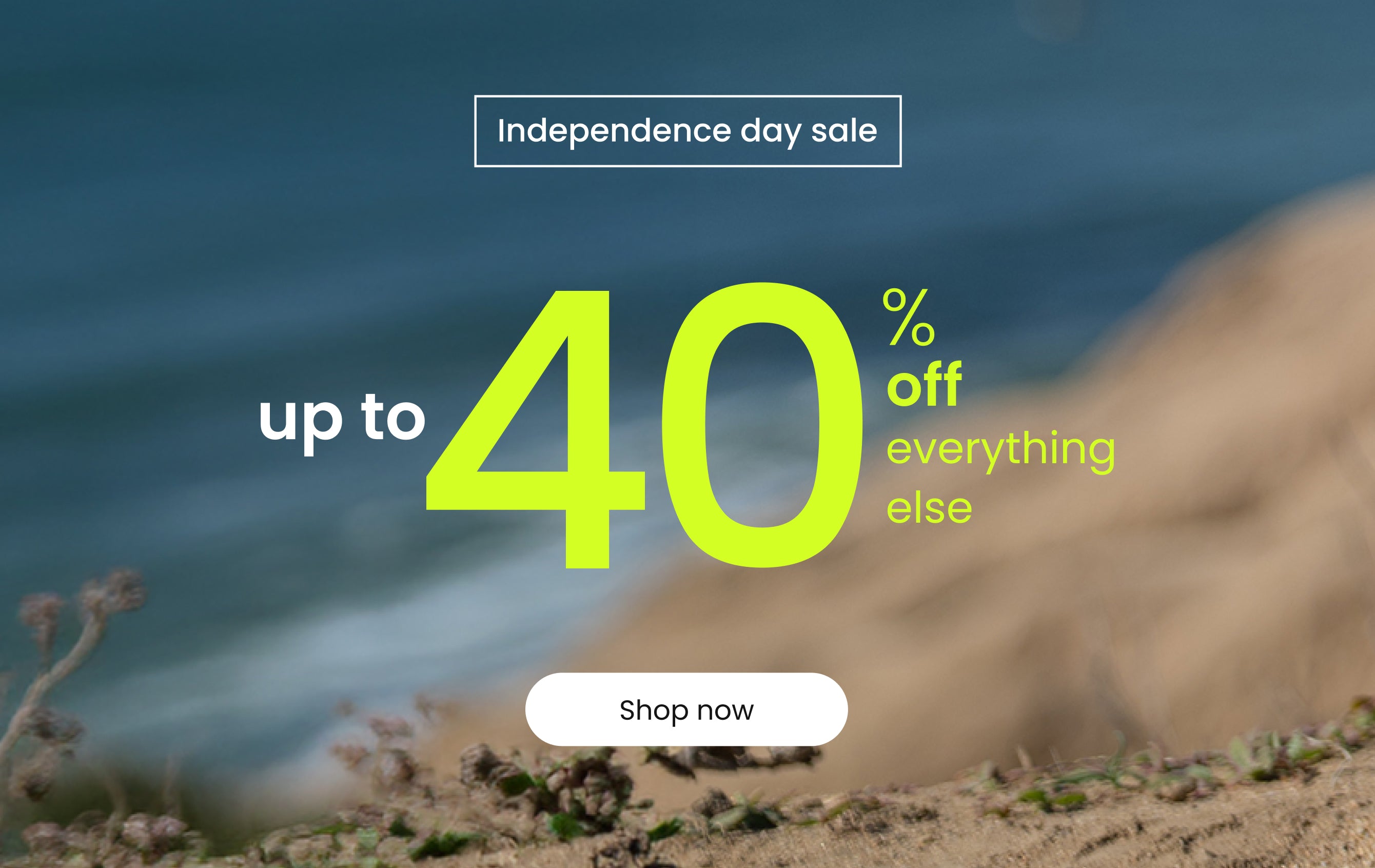 Promotional banner featuring Earth Shoes Independence Day sale with up to 50% off 