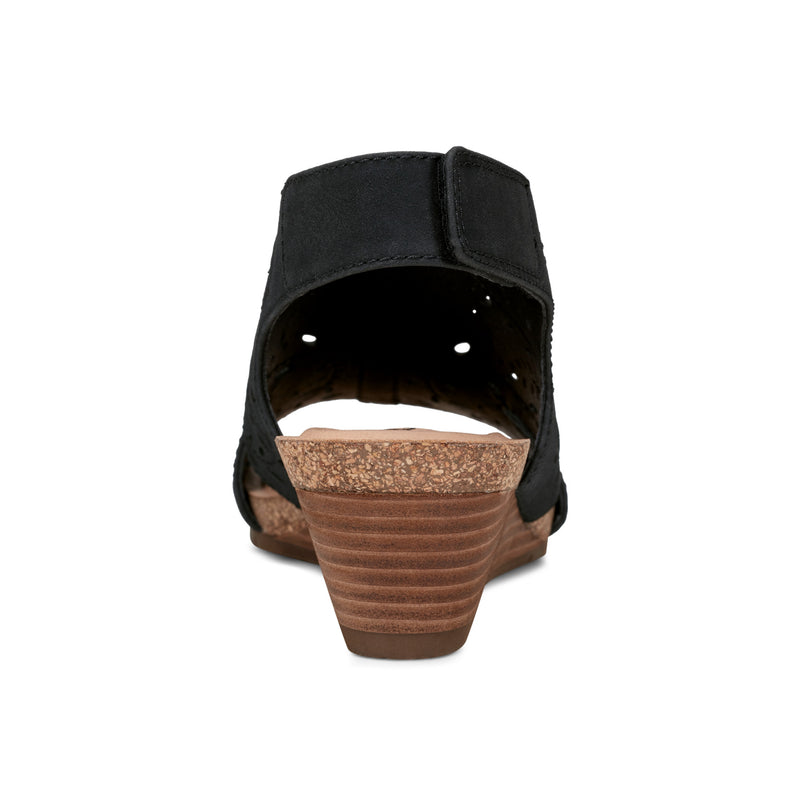 Halin Round Toe Slingback Wedge Sandals