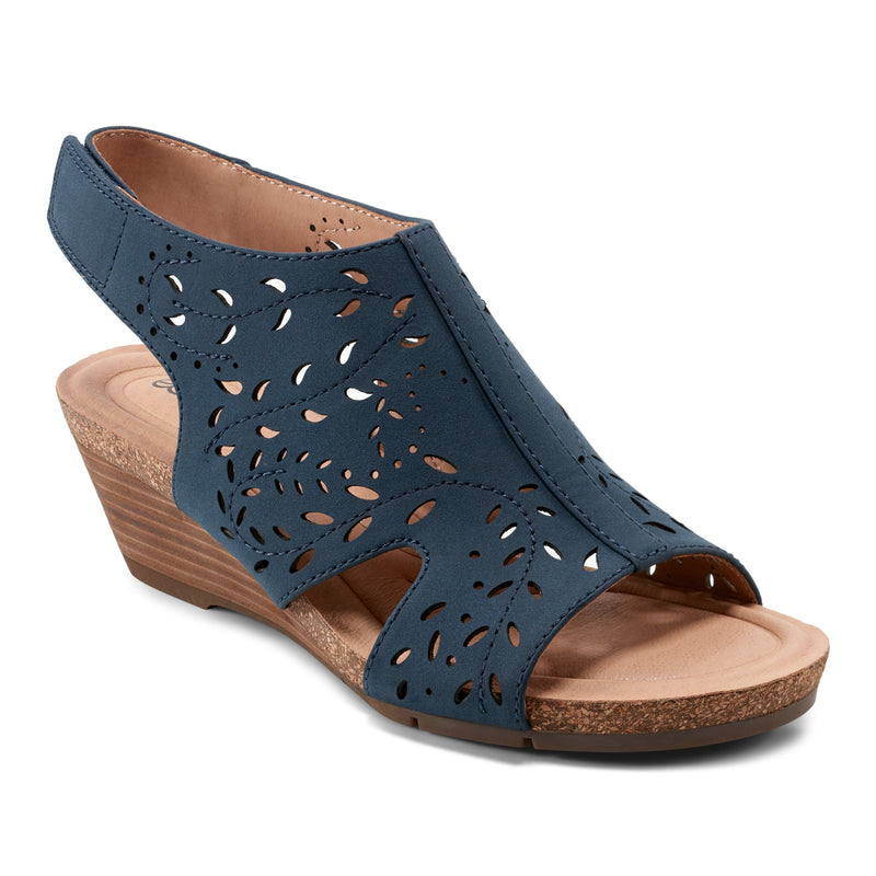 Halin Round Toe Slingback Wedge Sandals