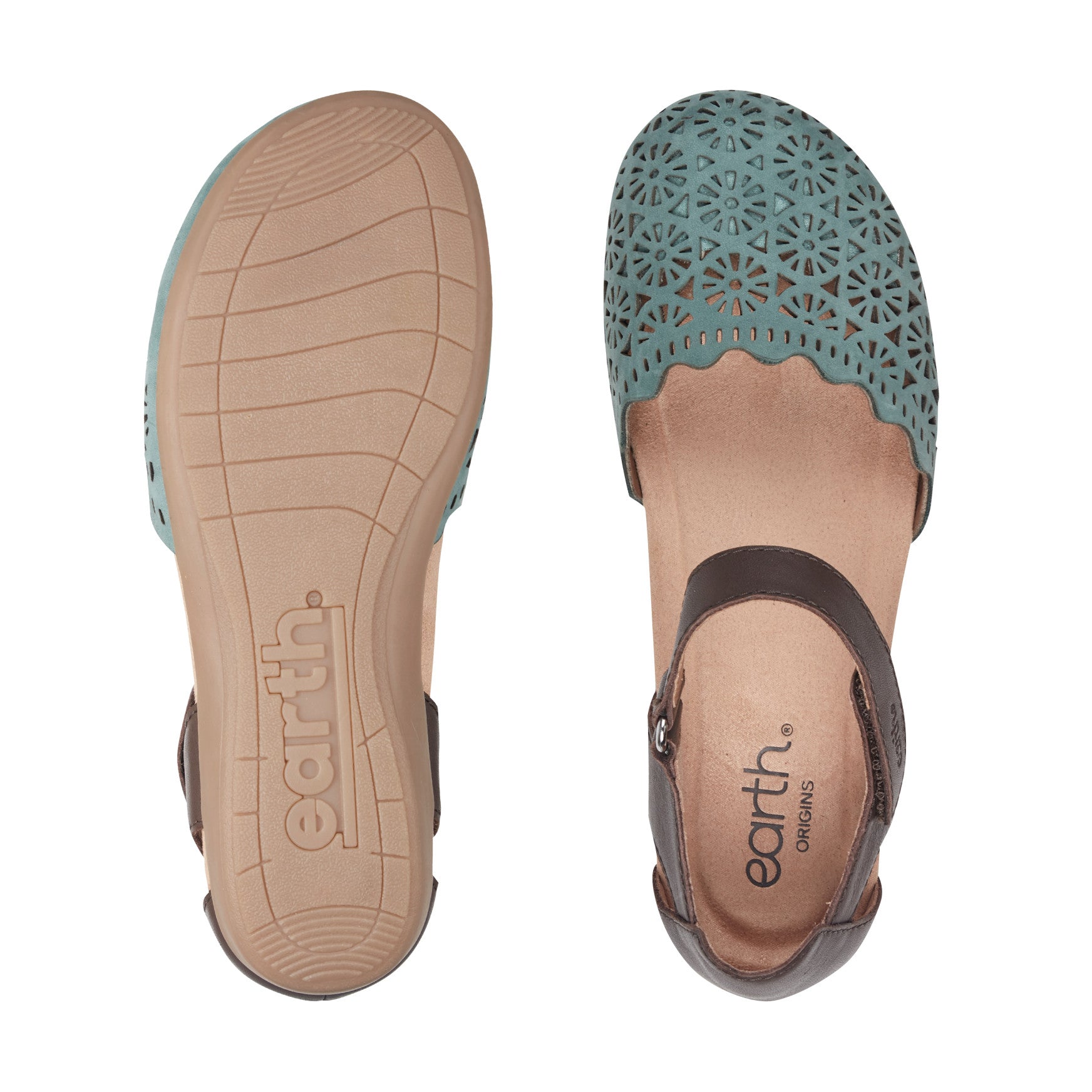 Women's Bronnie Casual Slip-On Perforated Sandals - Green/Brown