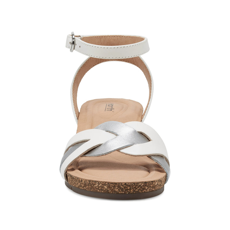 Earth Woven Stacked Heel Sandals-Herly, Size 12 Medium, White Earth Woven Stacked Heel Sandals-Herly, Size 12 Medium, White
