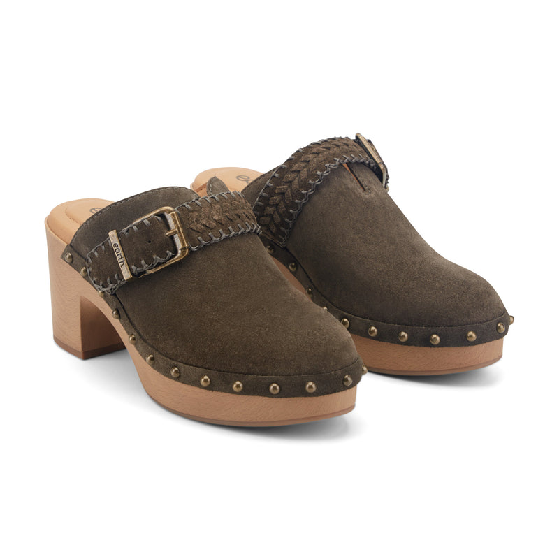 Gilly Heeled Suede Clogs