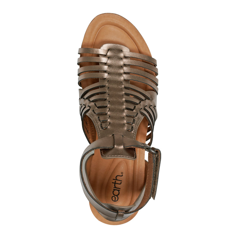 Hattie Round Toe Strappy Wedge Sandals