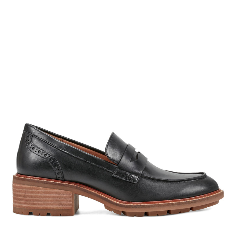 Earth Women's Lindy Casual Slip-On Penny Loafers - Black Leather - Size 12M Earth Women's Lindy Casual Slip-On Penny Loafers - Black Leather - Size 12M