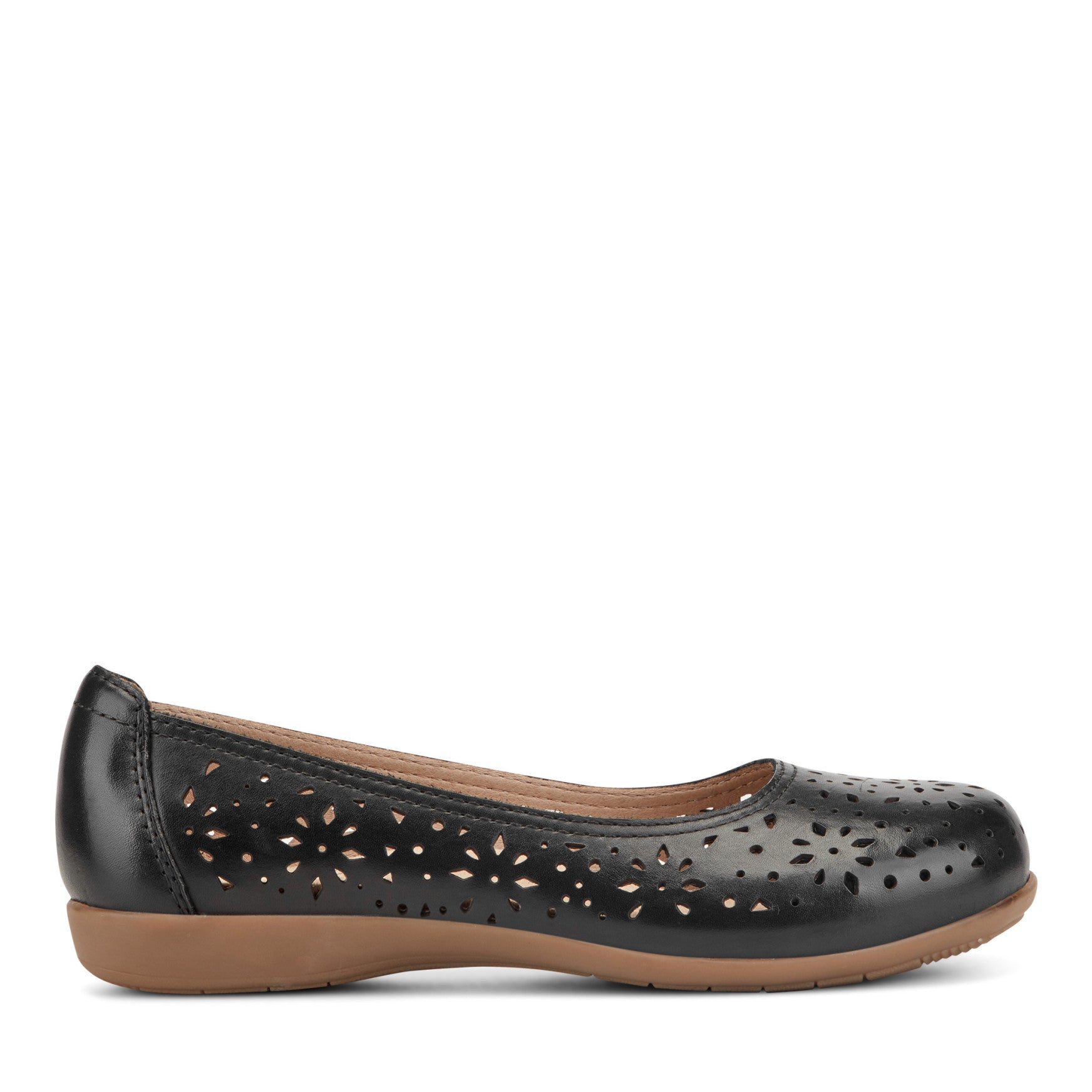 Earth Shoes Bentlee Leather Ballet Flats - 5 / M / Black Leather
