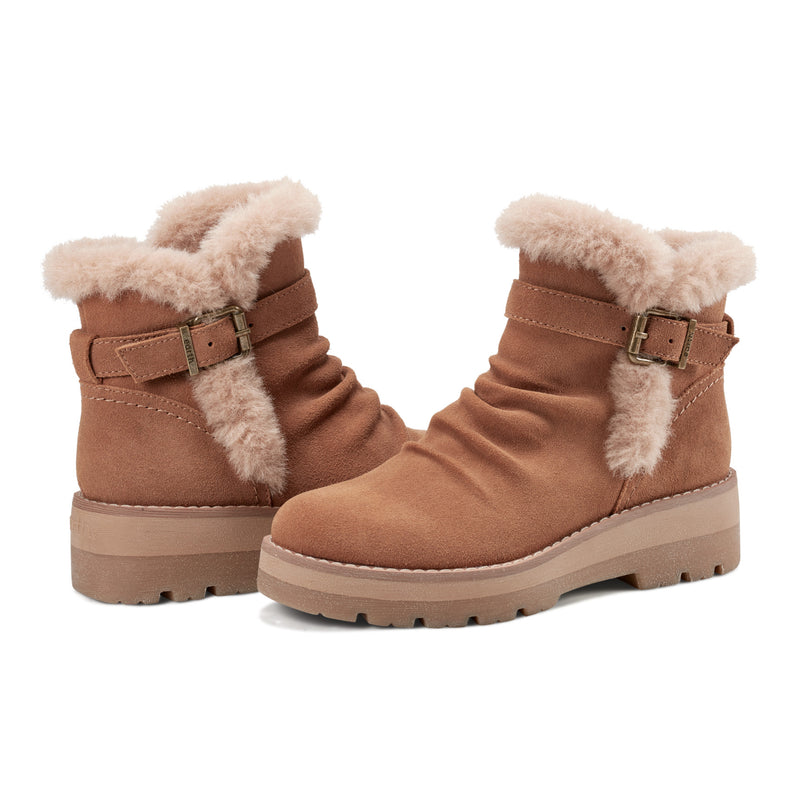 Yara Waterproof Suede Lug Sole Ankle Booties